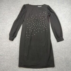 Karl Lagerfeld Paris Dress Womens 4 Black Pearl Embellished Long Sleeve